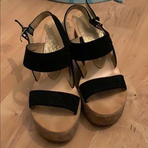 Dolce Vita black & cork wedges